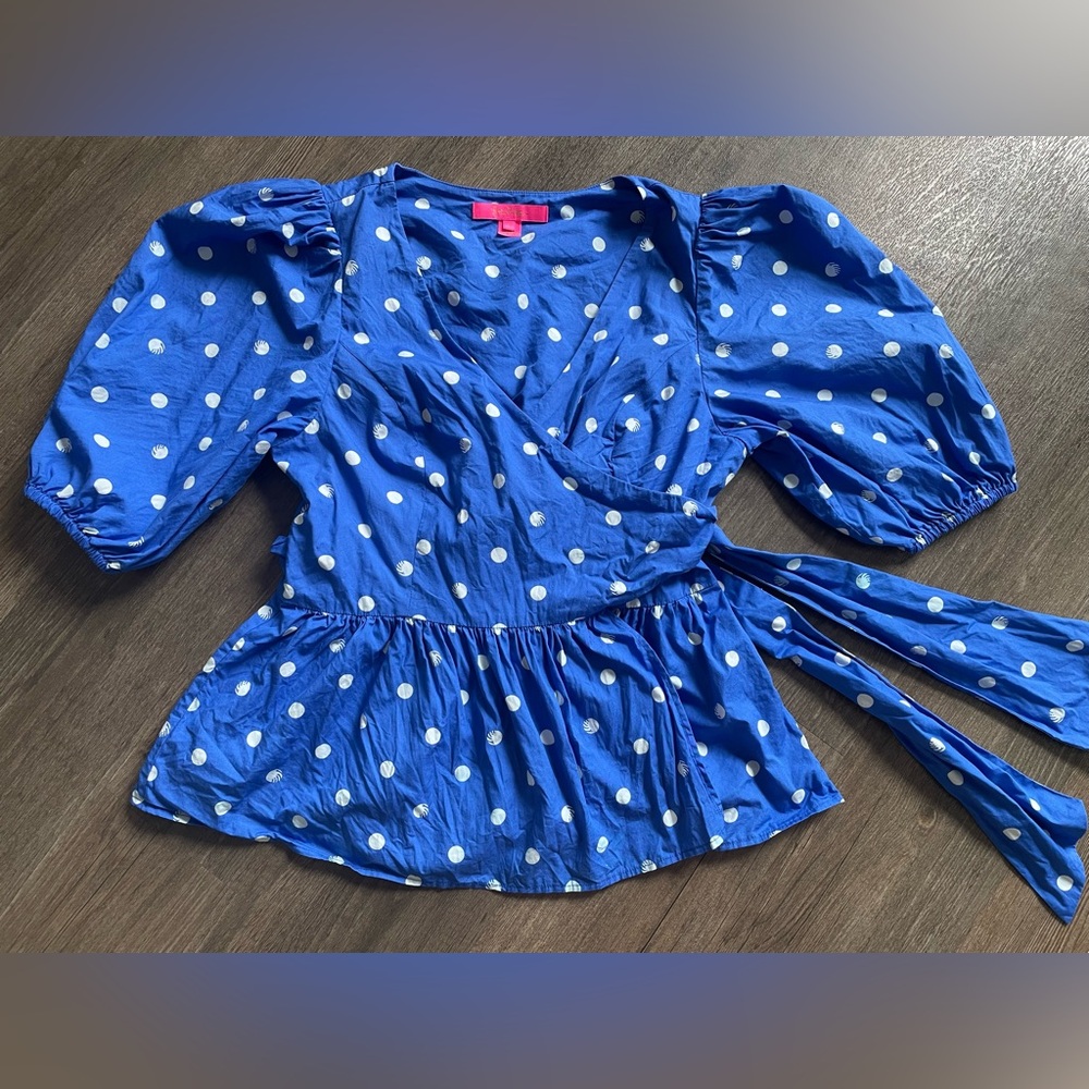 Lilly Pulitzer Blue Polka Dot Blouse